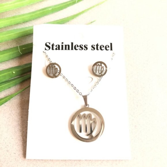 Jewelry - Virgo Sign Stainless Steel Necklace Earrings